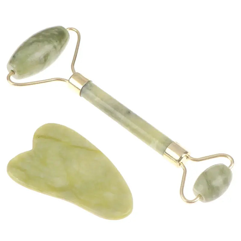 Juego de rodillos de jade rosa natural