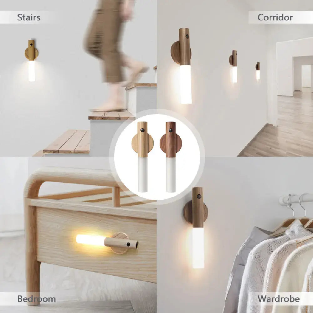 LED Wooden USB Night Light Magnetic