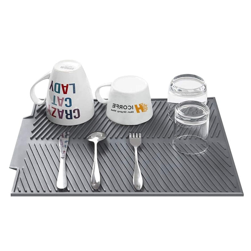 Estera de secado de platos de silicona grande