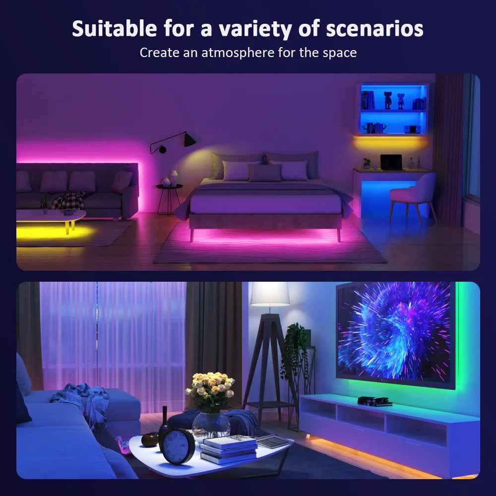 Tiras de luces LED RGB 5050, 5V 1M-30M, 16 millones de colores