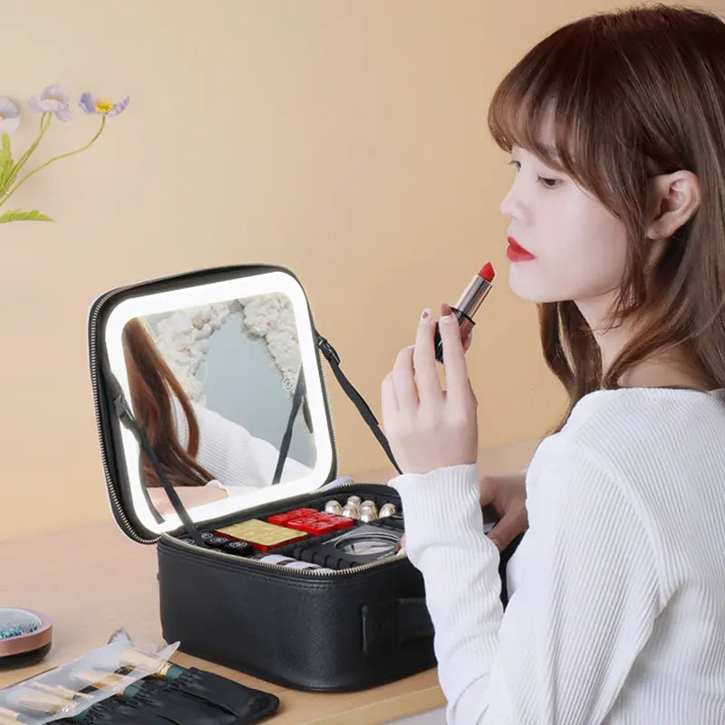 Estuche cosmético LED inteligente con espejo