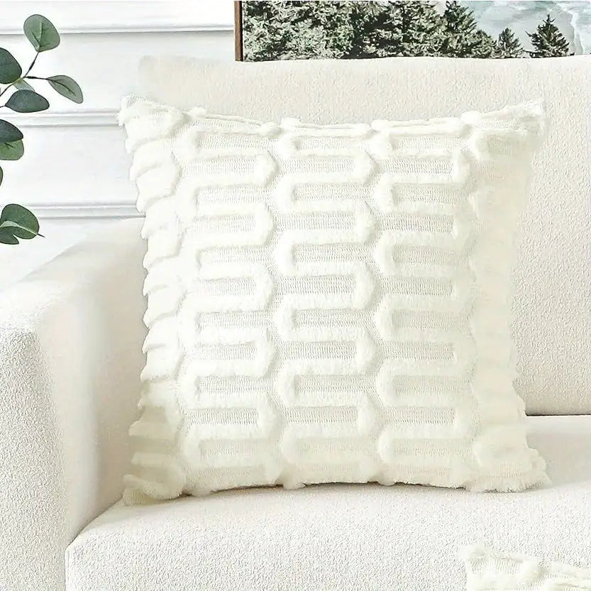 Geometric Square Plush Pillow Cover – 2pcs Set