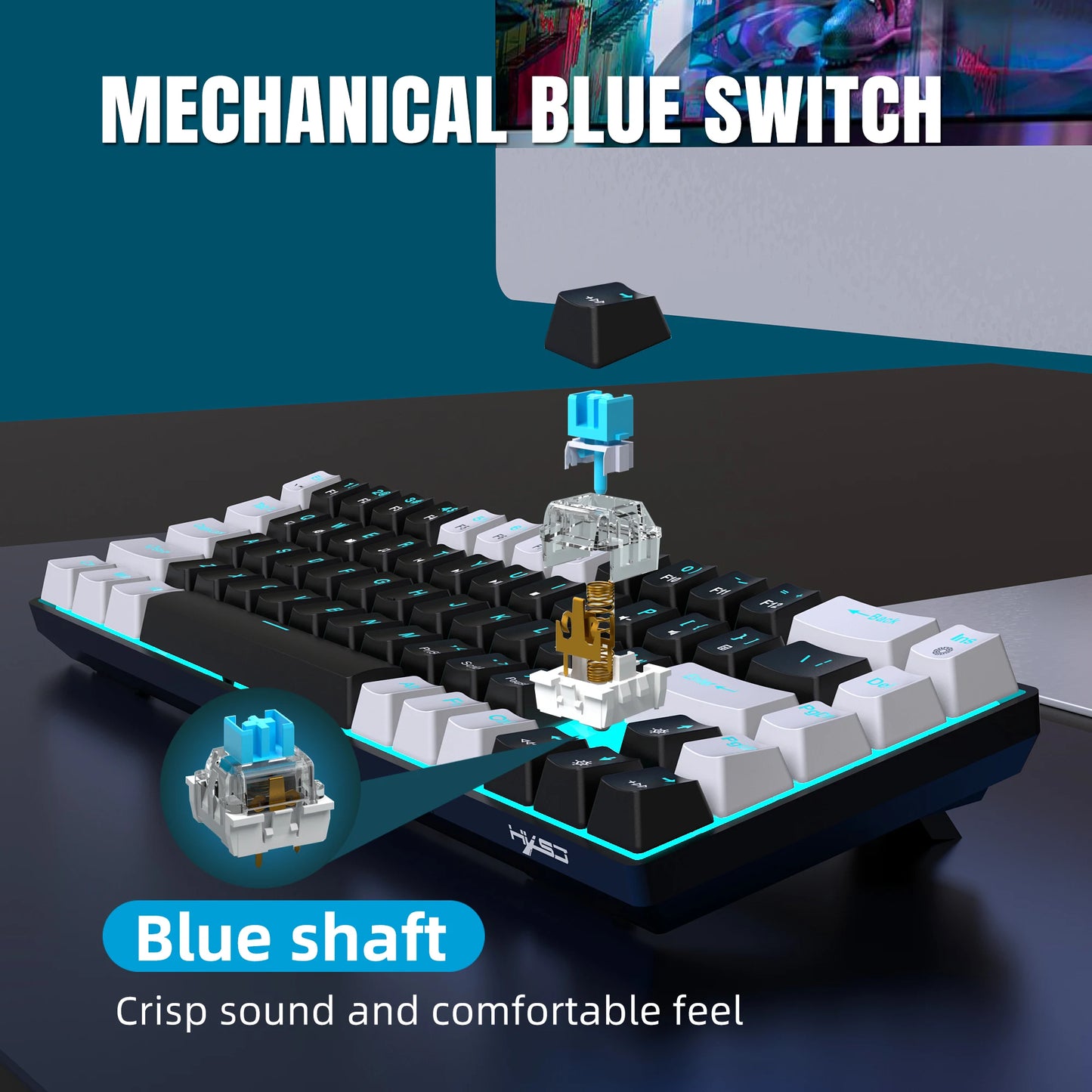 Teclado mecánico de 68 teclas.