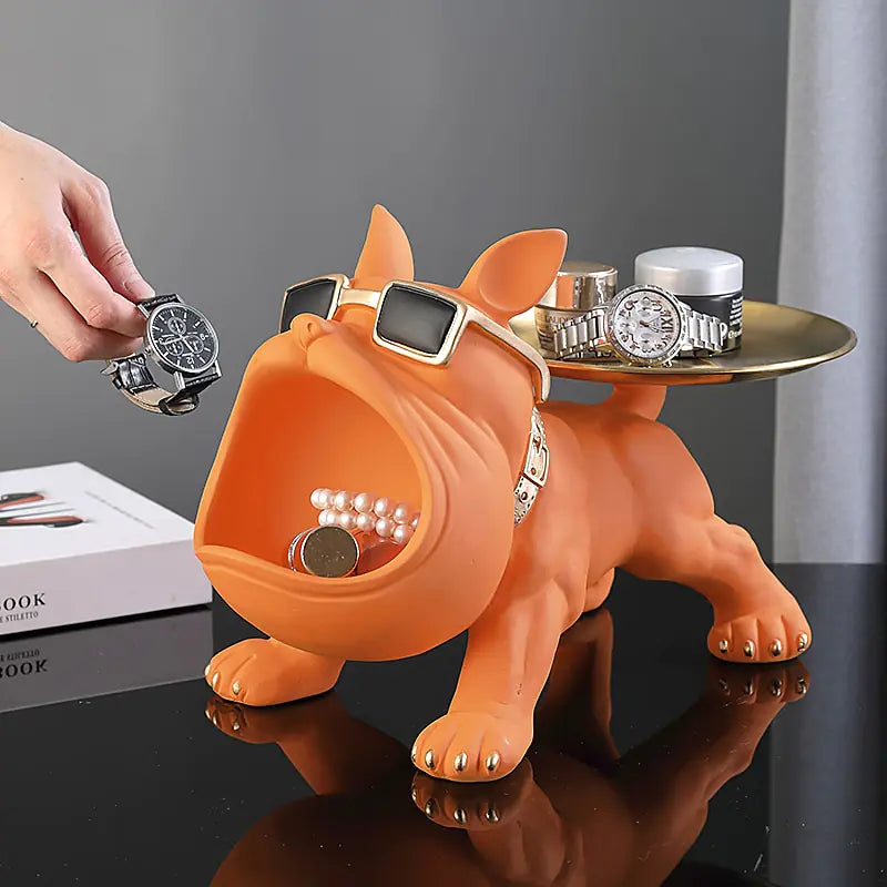 Almacenamiento genial de estatuas de bulldog francés