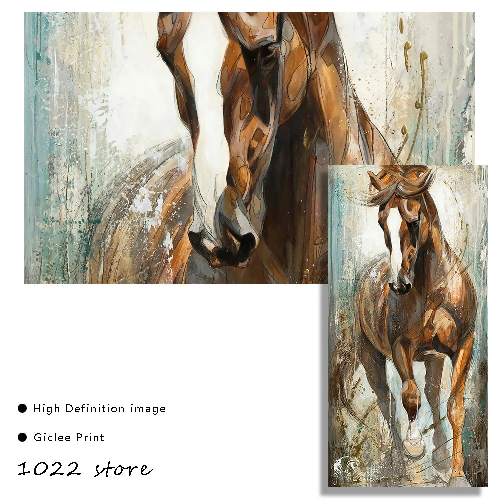 Cuadro abstracto de caballo animal Póster