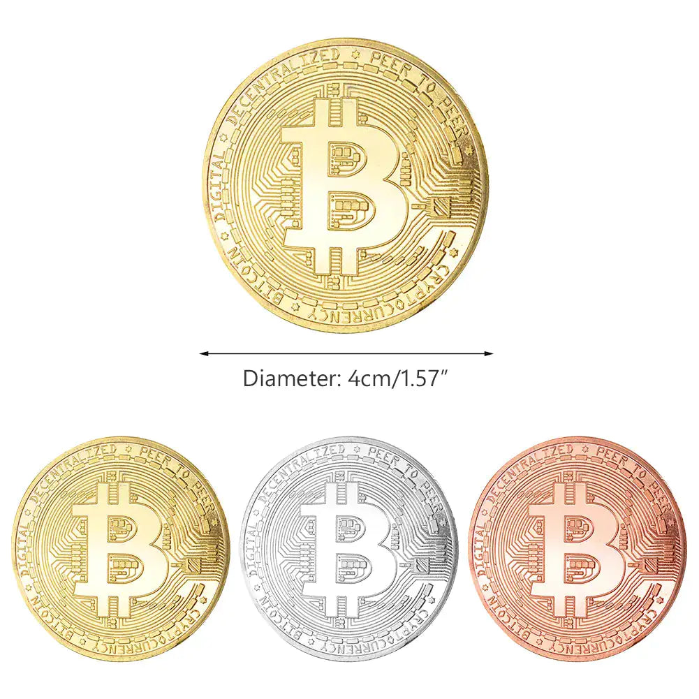 1 pieza de moneda Bitcoin chapada en oro coleccionable