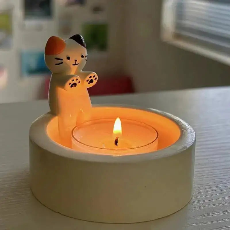 Portavelas de luz de té con patas de gatito