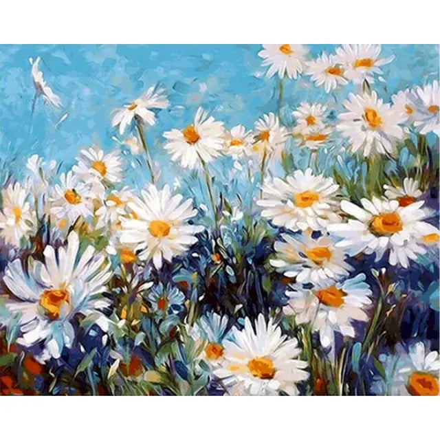 Pintura DIY por número para colorear imágenes de flores