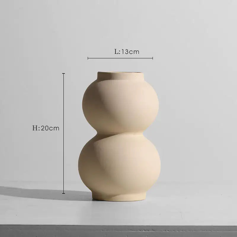 Adornos florales de jarrón de cerámica minimalista moderno