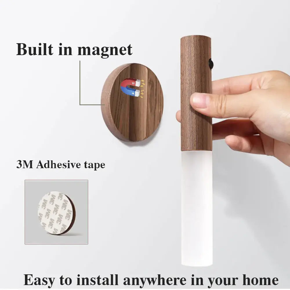 LED Wooden USB Night Light Magnetic