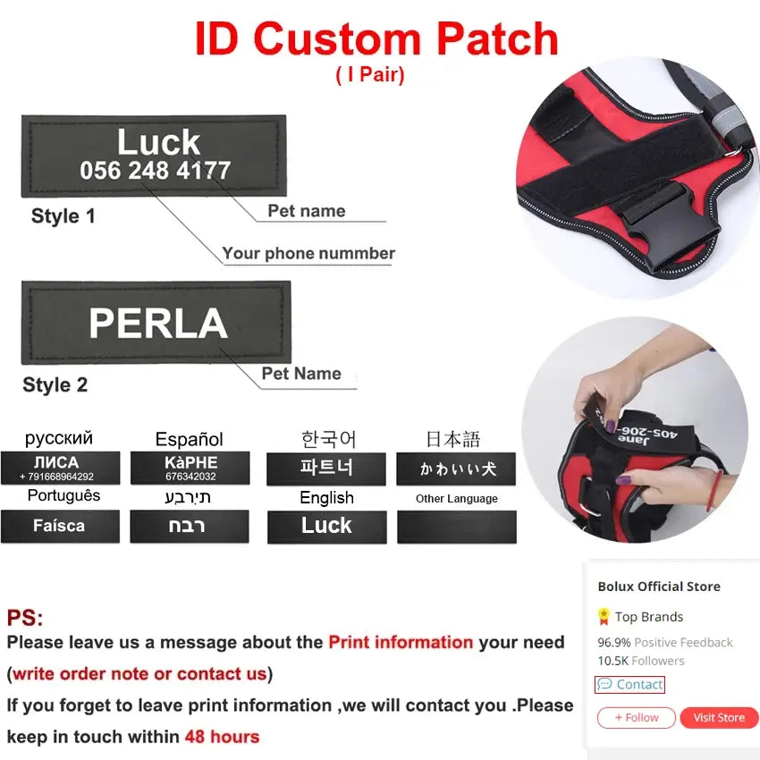 Personalized Reflective No-Pull Harness