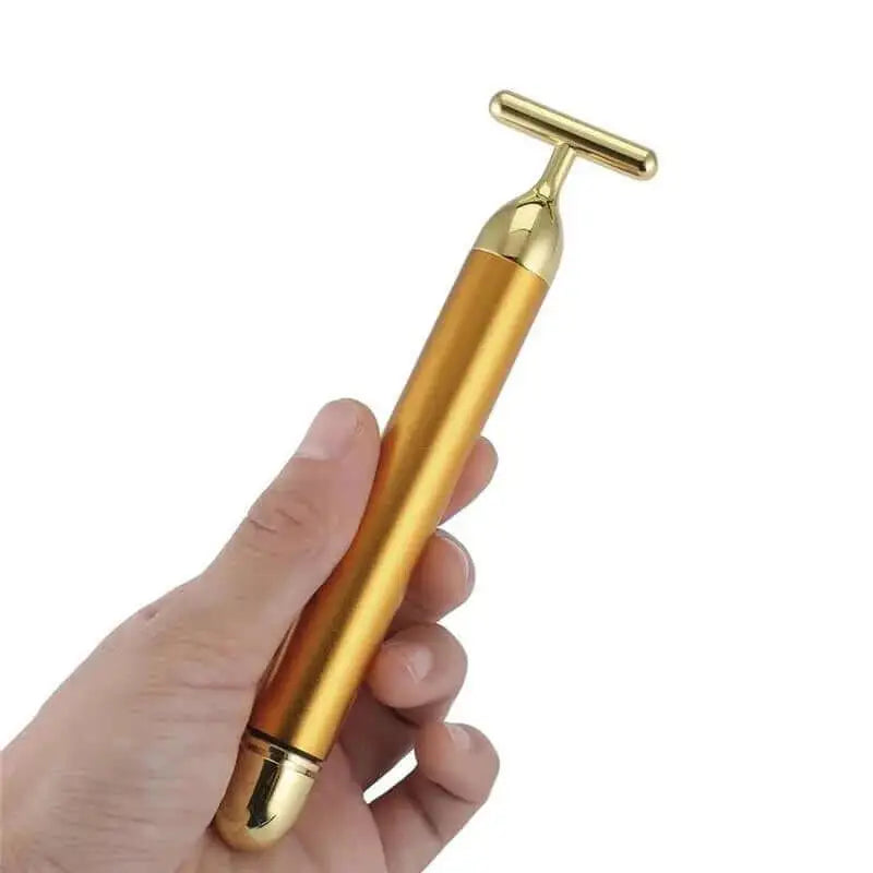 Masajeador con rodillo facial de oro de 24 quilates