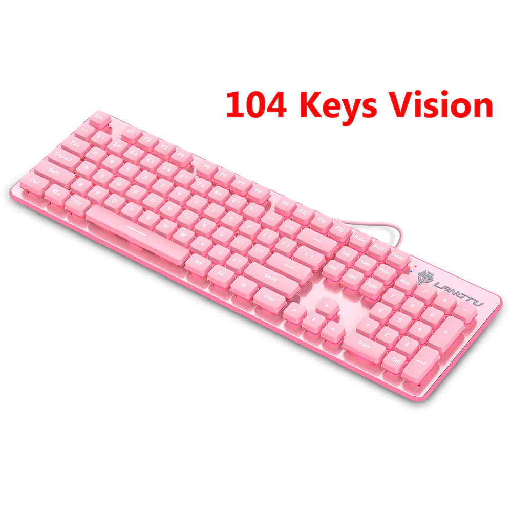Lindo juego de teclado y mouse con cable rosa