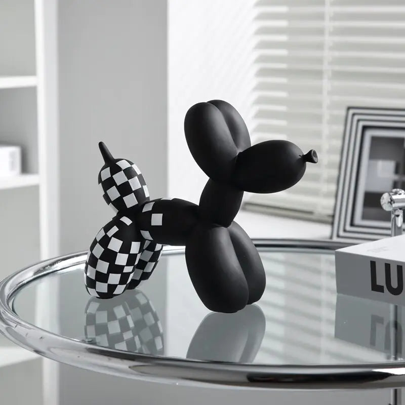 Nordic Checkerboard Balloon Dog Sculpture