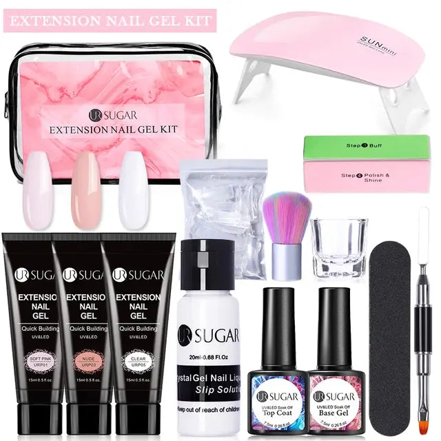 Kit Completo de Manicura para Uñas de Extensión Rápida Acrílicas Cristal