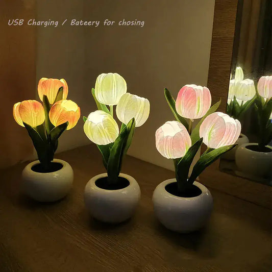 Lámpara LED de tulipán Flor de simulación nocturna