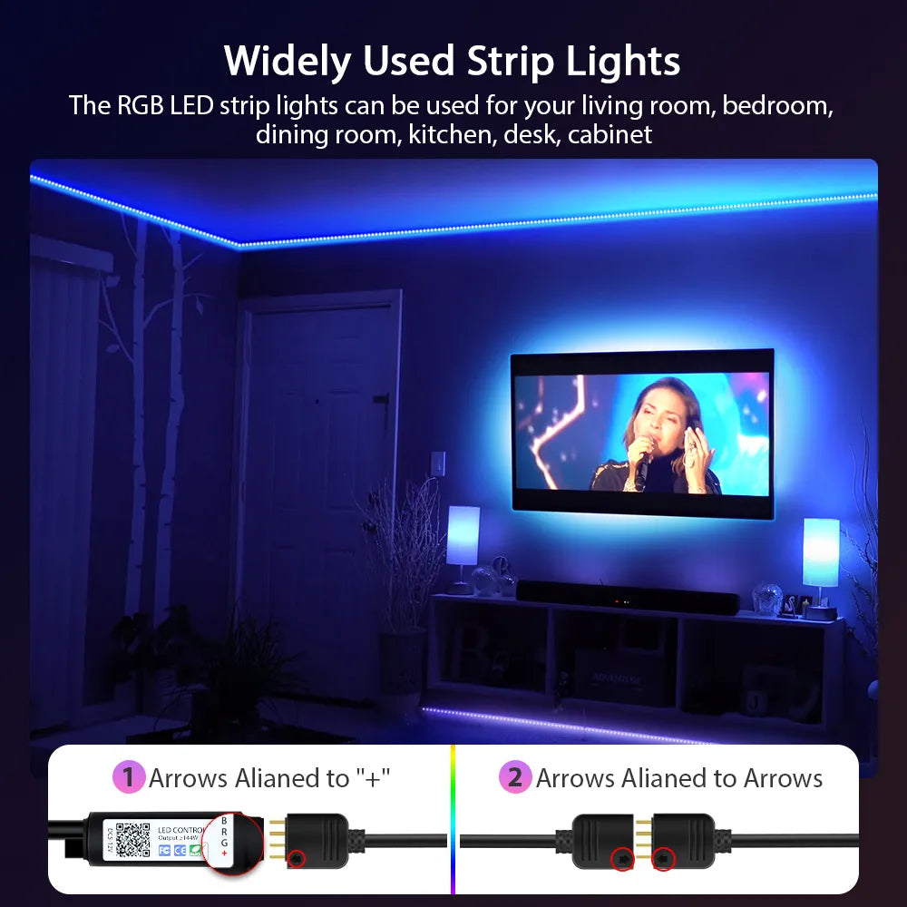 Tiras de luces LED RGB 5050, 5V 1M-30M, 16 millones de colores
