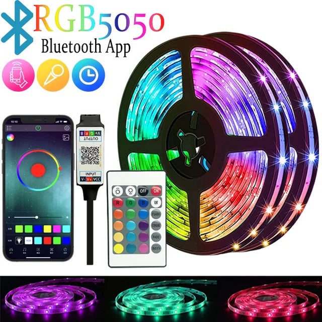 Tiras de luces LED RGB 5050, 5V 1M-30M, 16 millones de colores