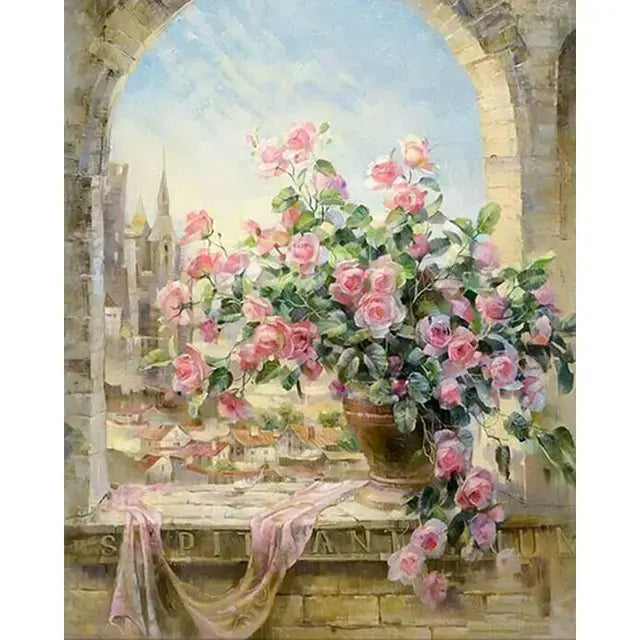Pintura DIY por número para colorear imágenes de flores
