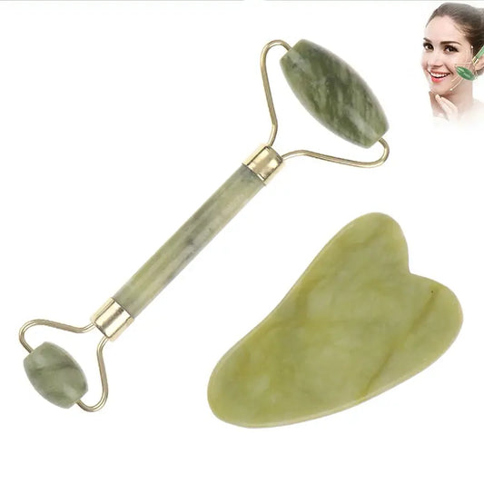 Juego de rodillos de jade rosa natural