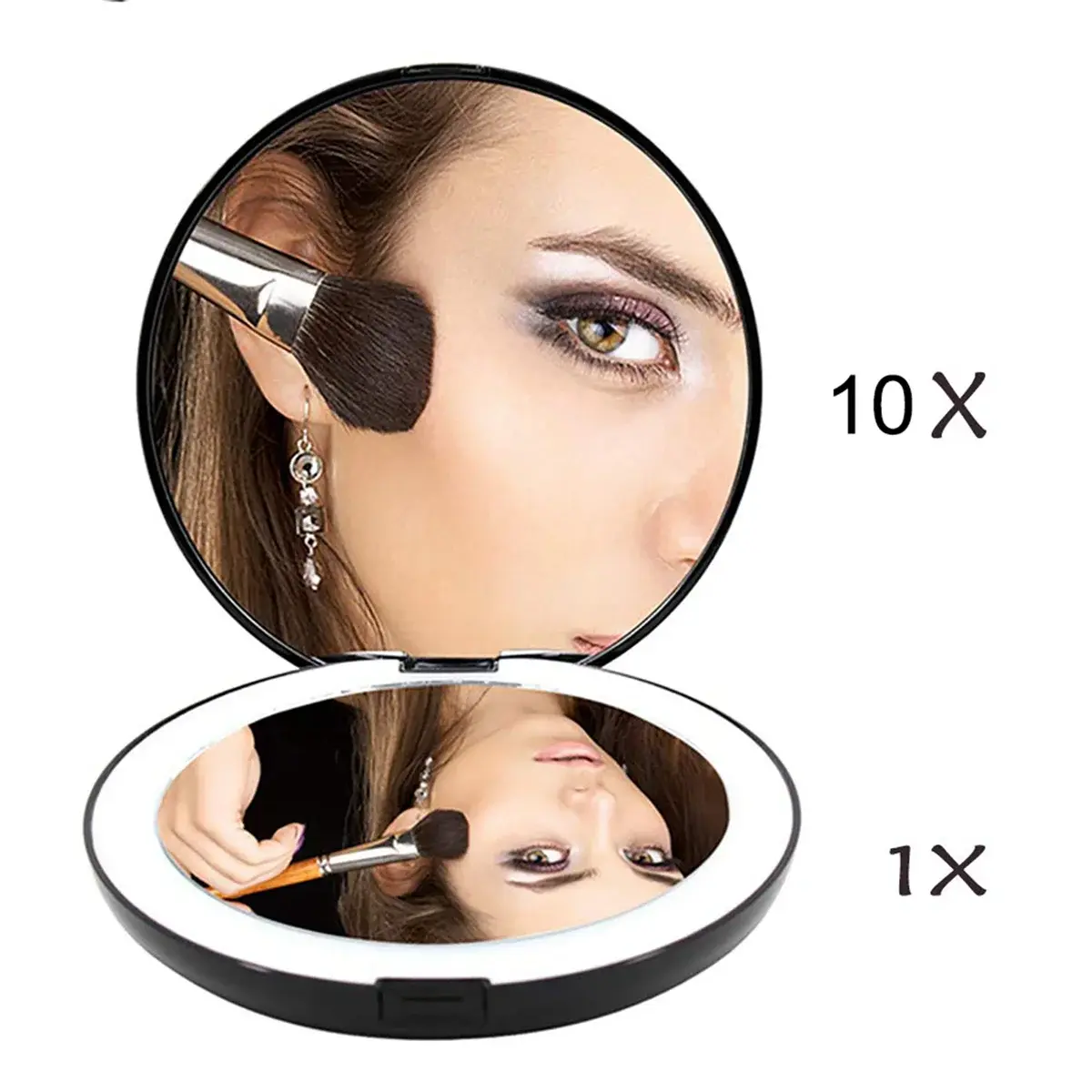 Espejo de maquillaje plegable LED
