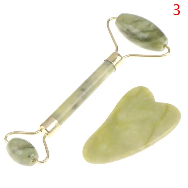 Juego de rodillos de jade rosa natural