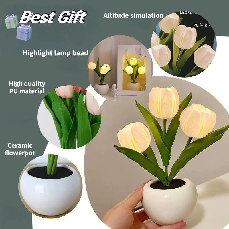 Lámpara LED de tulipán Flor de simulación nocturna