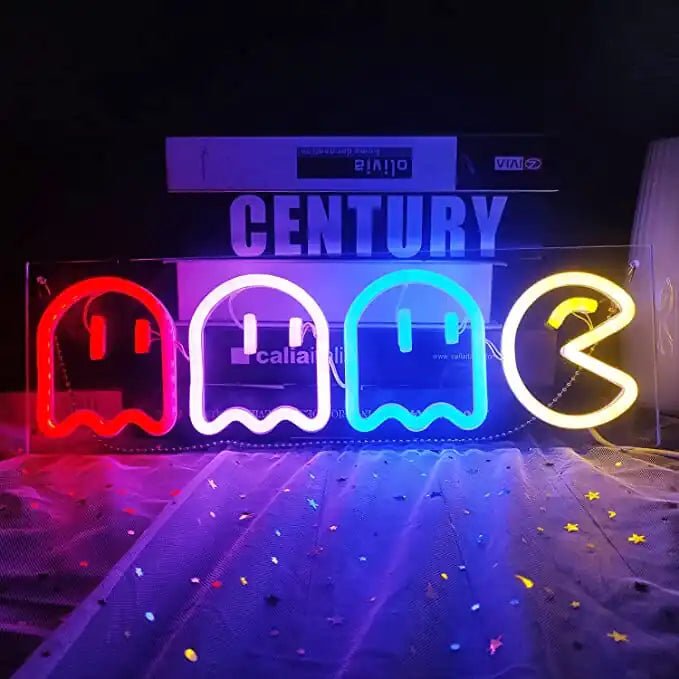LED neón Pac-Man y fantasmas