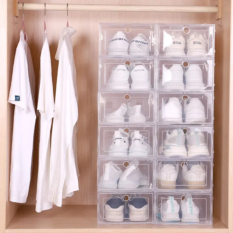 6 unids/set caja de zapatos de plástico caja de cajón transparente gruesa