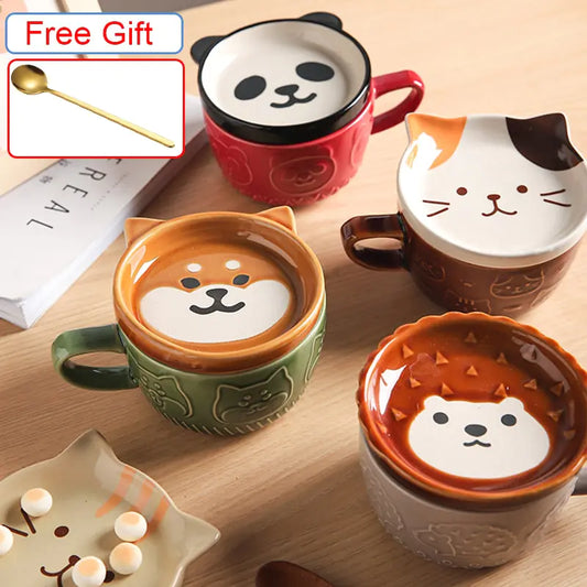 Taza de cerámica con diseño de gato lindo