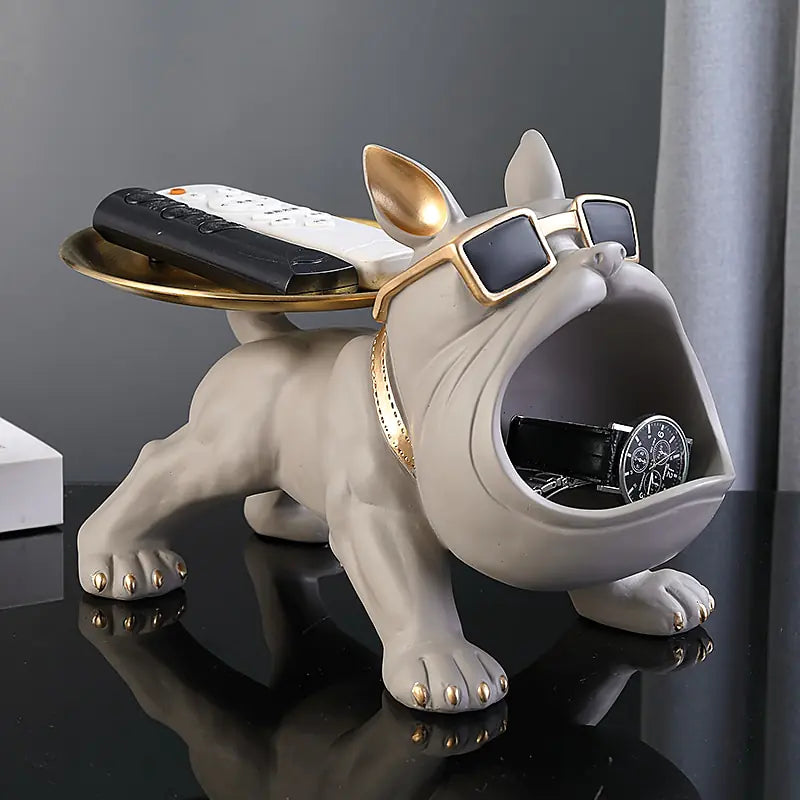 Almacenamiento genial de estatuas de bulldog francés