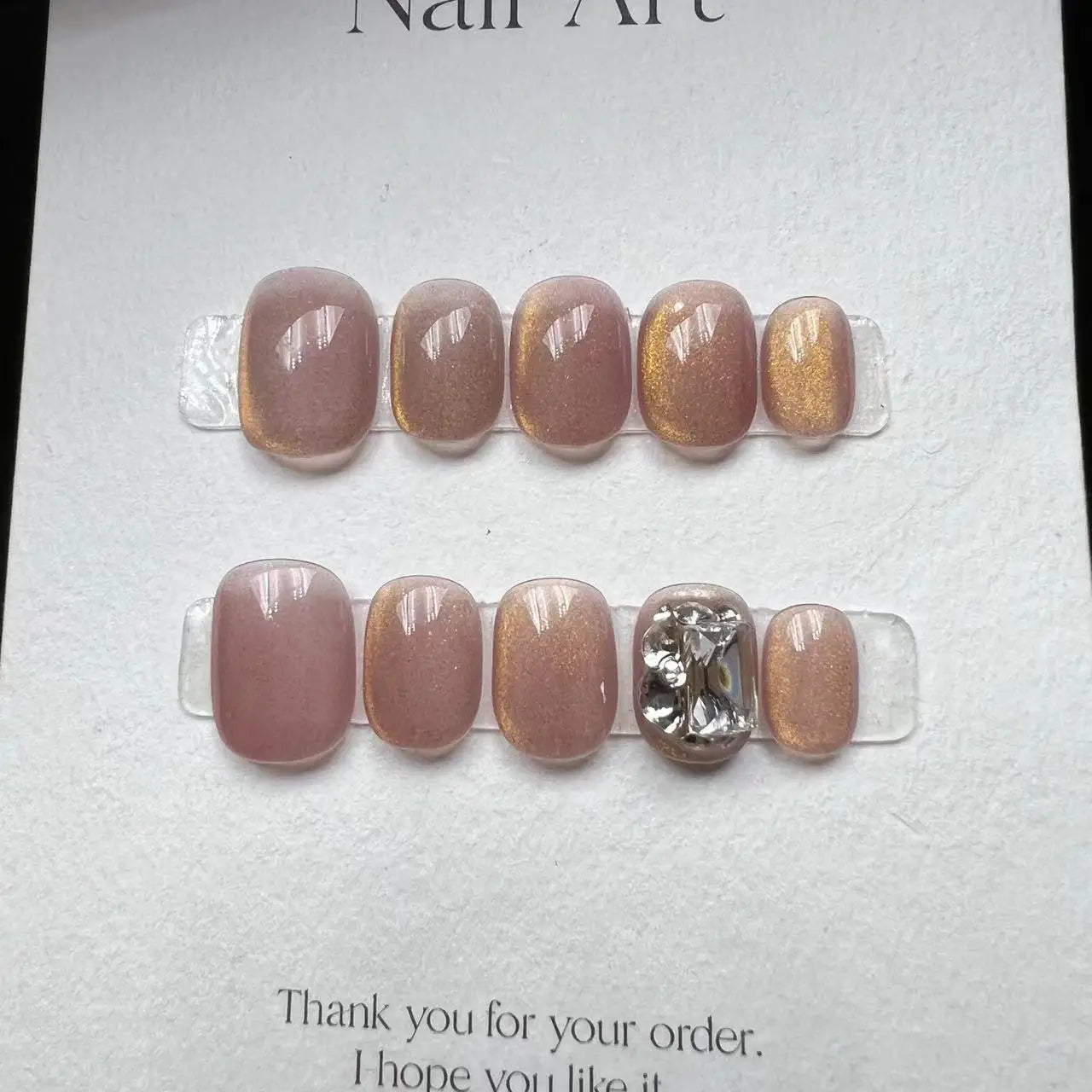 10 Uds. De uñas postizas con acabado artístico, mariposa, ojo de gato, cristal, hecho a mano