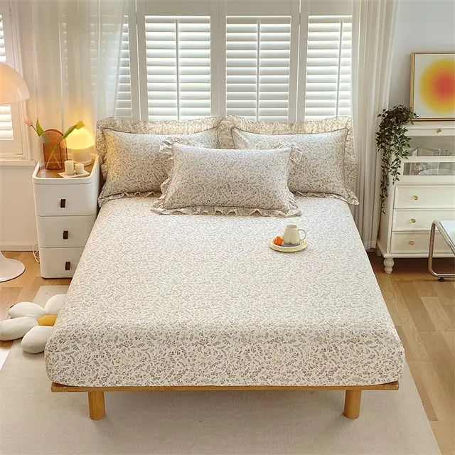 Fitted Sheet Floral Flower Printed Bed Cover