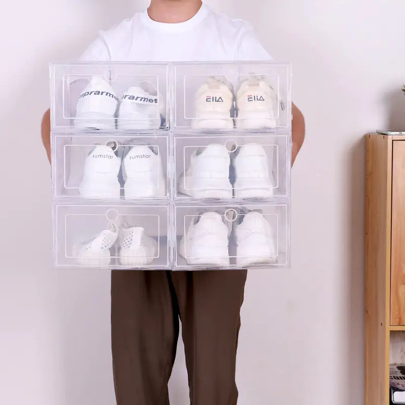6 unids/set caja de zapatos de plástico caja de cajón transparente gruesa