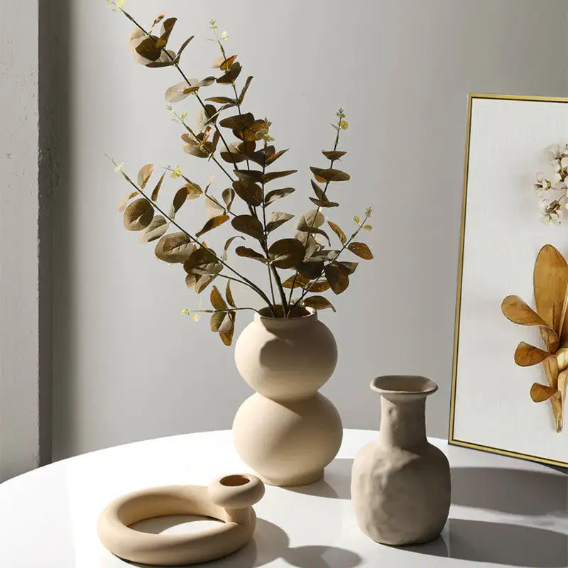 Adornos florales de jarrón de cerámica minimalista moderno