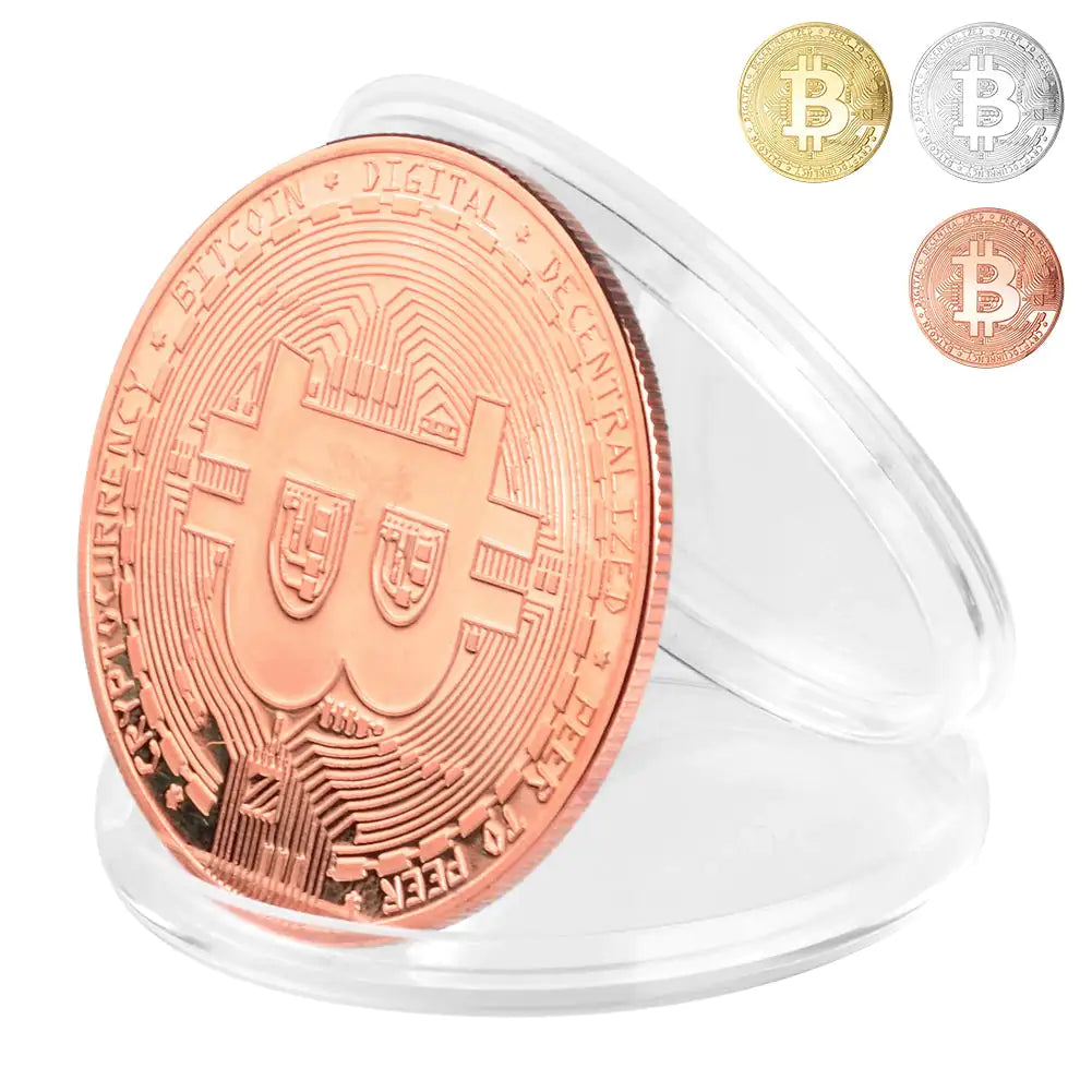 1 pieza de moneda Bitcoin chapada en oro coleccionable
