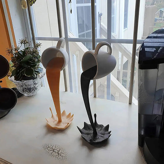 Estatuas de resina flotante taza de café arte escultura cocina hogar