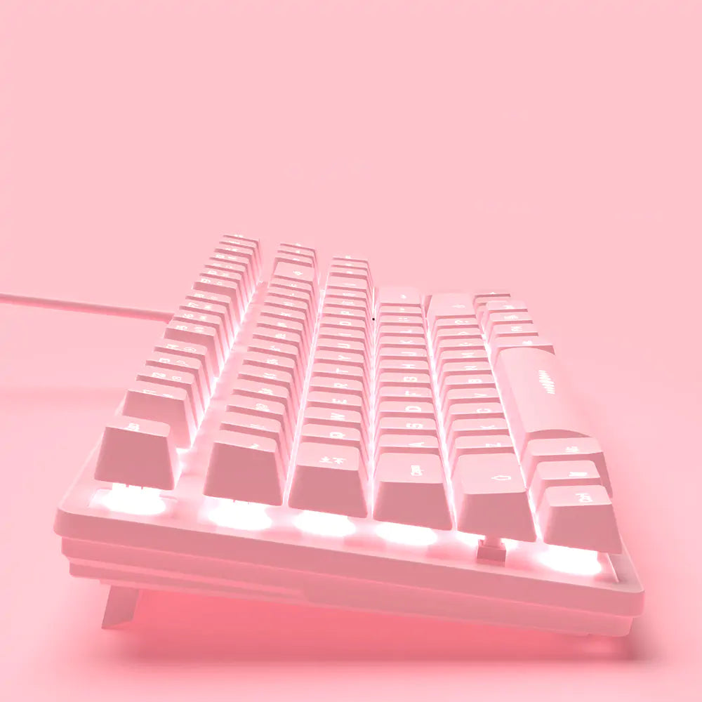 Lindo juego de teclado y mouse con cable rosa