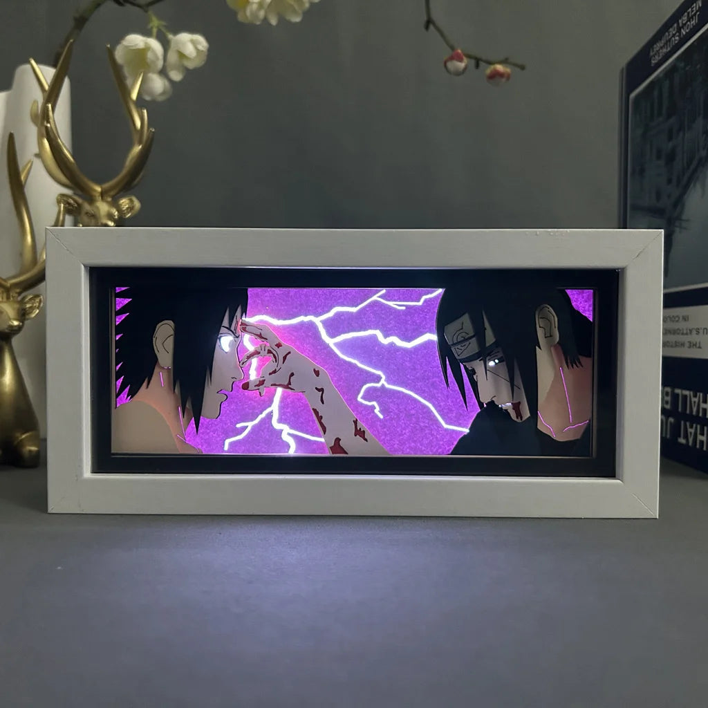 Lámpara de anime 3D tallada en papel Uchiha Itachi