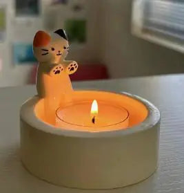 Portavelas de luz de té con patas de gatito