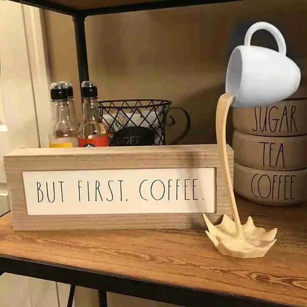 Estatuas de resina flotante taza de café arte escultura cocina hogar
