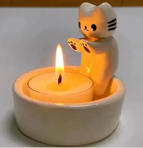 Portavelas de luz de té con patas de gatito