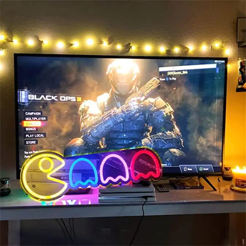 LED neón Pac-Man y fantasmas