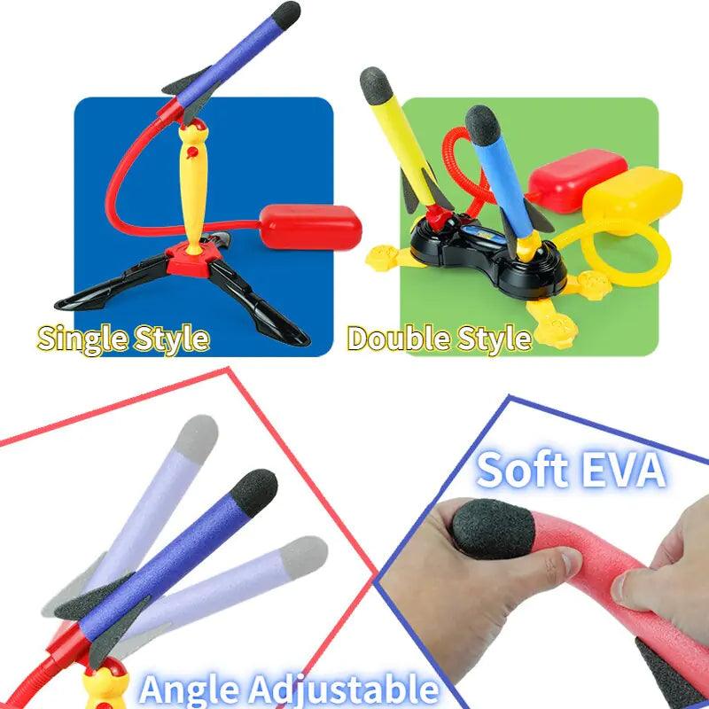 Lanzador de pies para cohetes de aire al aire libre para niños