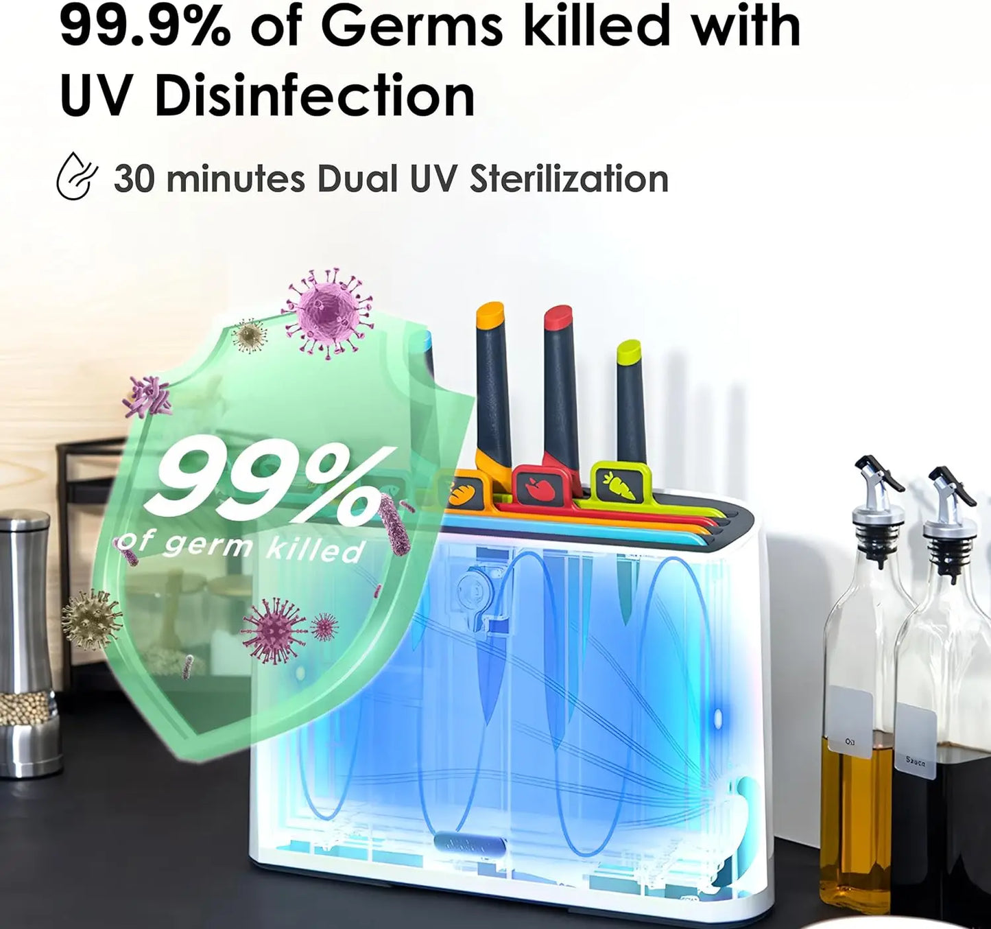 Soporte esterilizador de secado de cuchillos inteligente para el hogar
