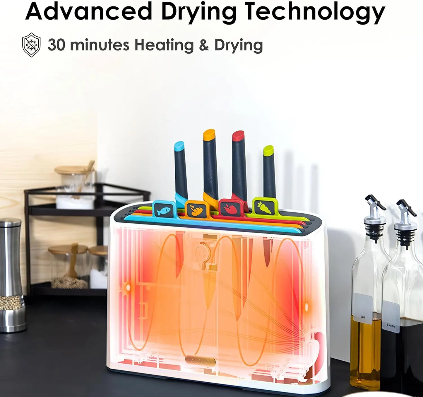Soporte esterilizador de secado de cuchillos inteligente para el hogar